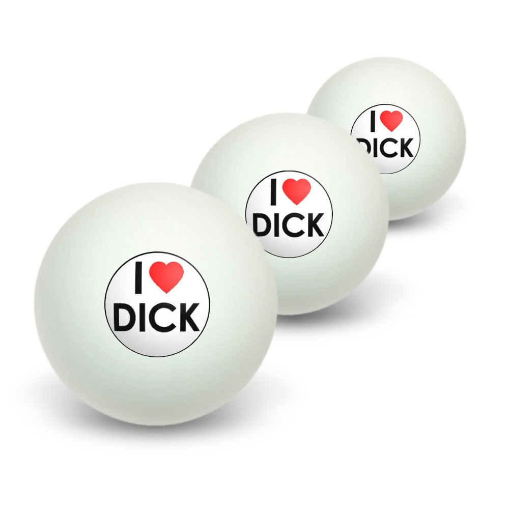 Graphics and More I Love Heart Dick Novelty Table Tennis Ping Pong Ball 3 Pack
