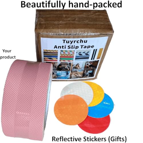Image of Anti Slip Tape 2 Inch Wide, Waterproof Grip Adhesive Heavy Duty High Traction Friction for Indoor /Outdoor Steps (17 Ft /Pink).