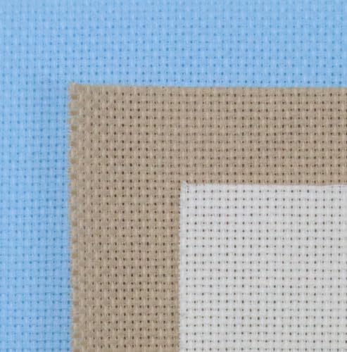 Image of KCS 3 pc of 15 inch x 18 inch(38cmx45cm) 16 Count Cross Stitch Cotton Aida Cloth Needlework Rolled Fabric Box,16CT,Light Blue+Khaki+Antique White