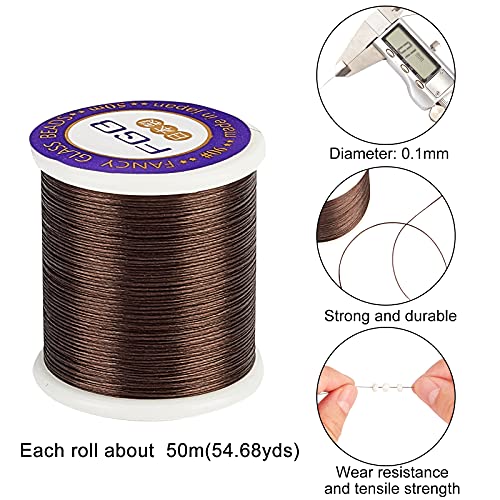 Ph Pandahall 0.1Mm Nylon Seed Bead Thread 100 Yards Brown White Bracelet Cord Beading Thread Invisible Sewing Thread Nylon Braided Thread String For Leather Stitching Beading Jewelry Bracelets Making #TOP1