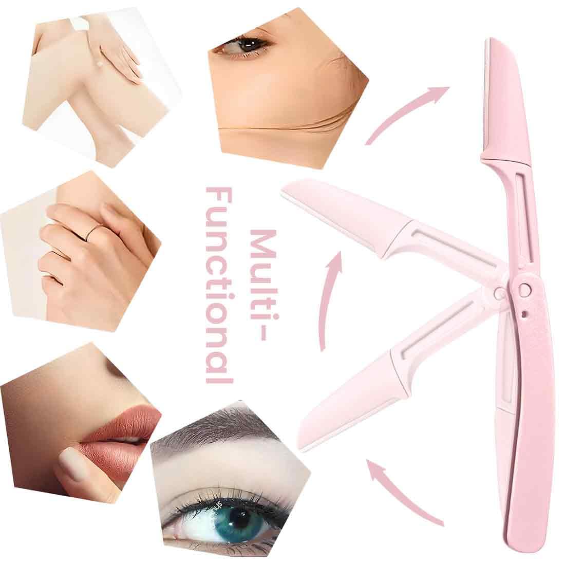 3 Pezzi Pieghevole Rasoio per Sopracciglia per Donna e Uomo, Rasoio di Sicurezza, Depilazione Rasoio Viso, Formato Riutilizzabile, Portatile