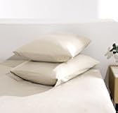 TUMEI 100% Linen Pillow Cases Queen, Set of 2 Queen Size Linen Bed Pillow Shams Cover Washed Solid Color Natural Flax Soft Breathable, (25.98