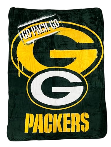 Northwest The Company NFL Double Sided Design Plush Raschel Thow Blanket 60x80 (Green Bay Packers)