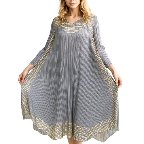 Women's Year-Round Loose 3/4 Sleeve Maxi Dress Wrinkle-Free Elegant Casual Dresses