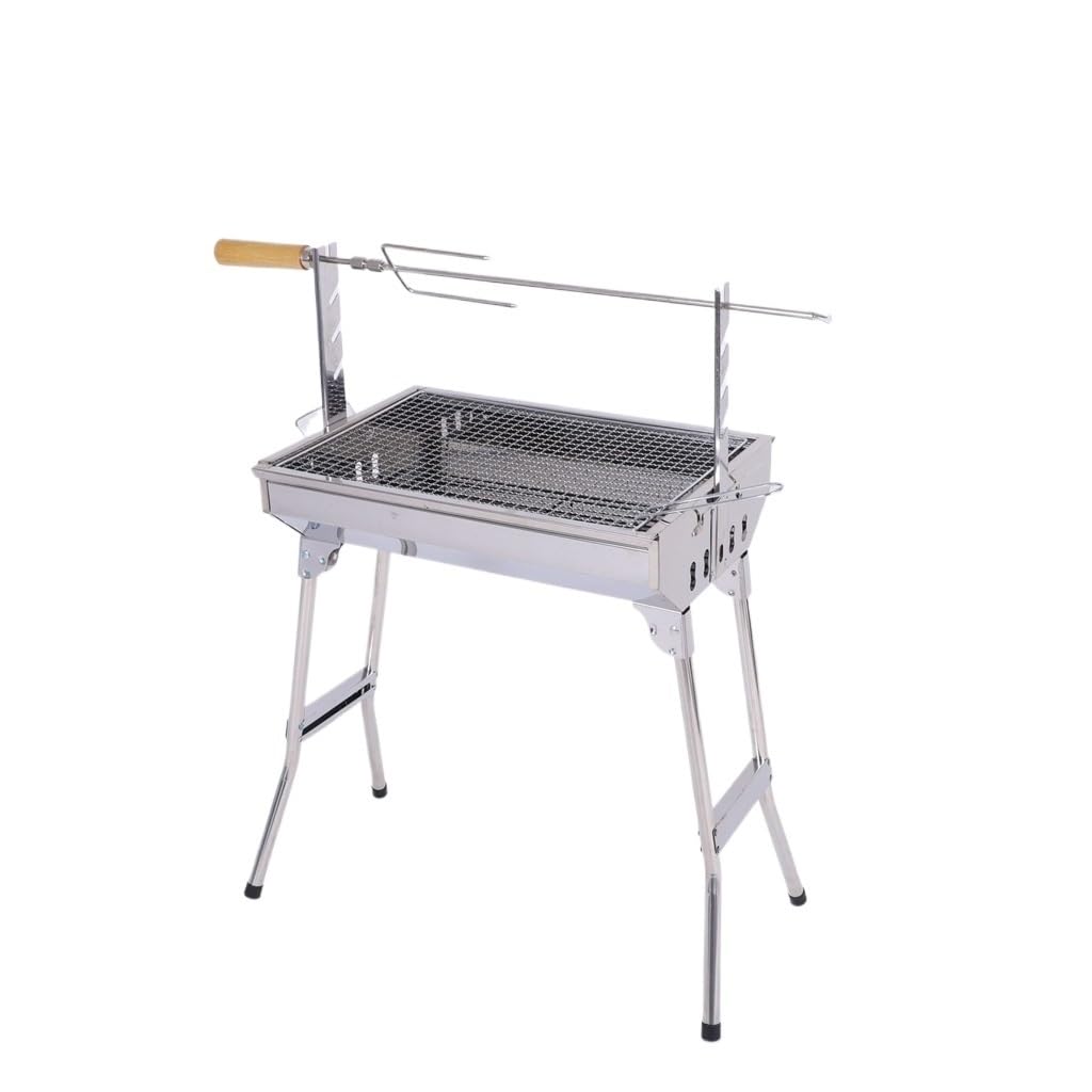 Parrilla de Malla de Acero Inoxidable Mediana con Tenedor, Parrilla Plegable portátil para Exteriores, Gris Claro