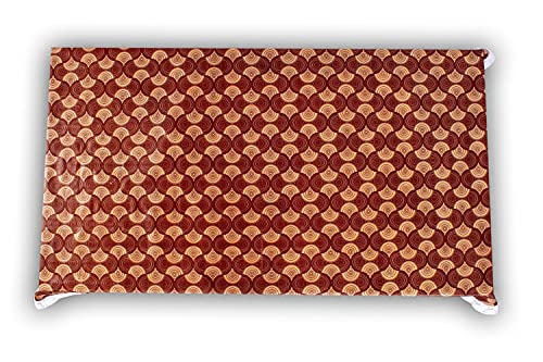 Image of The Furnishing Tree Waterproof PVC Rectangle Shaped 8 Seater Table Cover WxL 60x108 inches Counterchange Pattern Brick with White Border lace