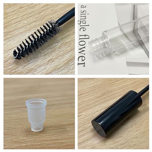 EUPSIIU 10 Pieces Refillable Empty Mascara Tube Brushes, Empty Mascara Tube and Wand, Mascara Brushes Eyelash Cream Container Bottle for DIY Eyelash Growth Treatment Eyelash Extension (Black) - Image 5
