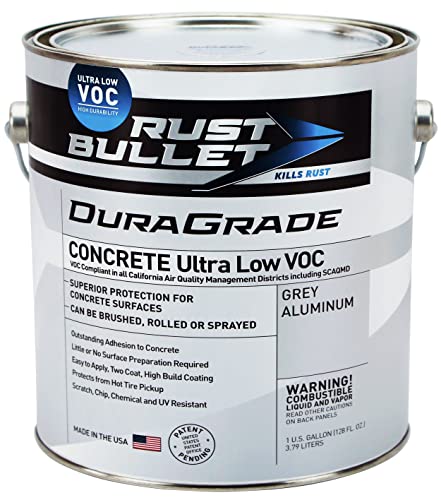 Rust Bullet - Duragrade Ultra Low Voc - A High-Performance, Easy To Apply Concrete Paint For Garage Floors, Basements, Porches, Patios And More - Gallon, Metallic Gray Finish #TOP8