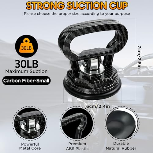 Image of Amooca Glass Suction Cup Lifter Heavy Duty Tile Marble Suction Cup Vacuum Lifter with Handle for Granite Lifting & Window Replacement 30 lbs Load Capacity (2 Pack Carbon Fiber Small)
