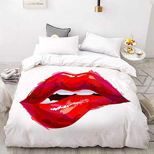Housse de couette à impression numérique 3D HD lèvres grises 155x215 - 4