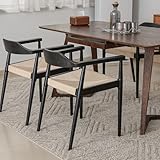 ♥ Siège en corde de papier tressé à la main : le siège a été tressé à la main avec un cordon en papier robuste et offre une assise confortable et respirante.