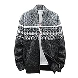 URSING Bedruckte Strickjacken für Herren in Übergröße, Vintage-Cardigan, Trainingstemperament, warme Daunenjacke mit Tasche