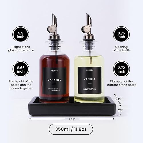 Miniatura 4 de Molimoli Dispensador de aceite y vinagre con boquilla de vertido de metal, vertedor pesado, dispensador de botellas de vidrio para cocina con