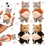 Ｈ・Ｋ お腹 シール お腹ぷにゅぷにゅシール 動物 3D柔らかいお腹 猫ステッカー 3Dソフト腹付 携帯電話飾り用 手帳用 日記帳用 手芸用品 ストレス解消おもちゃ（4枚セット) [並行輸入品]
