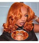 omswet Ginger BOB Wig Human Hair Body Wave 5X5 HD Lace Closure Glueless Wigs for Black Women Pre ...