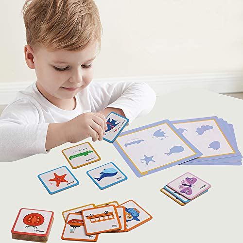 USDTDD Memory Games Matching Flash Cards Wooden Montessori Animals Early Educational Activities Preschool Learning Game for 3 Year Olds Toddlers Kindergarten Kids Boys Girls