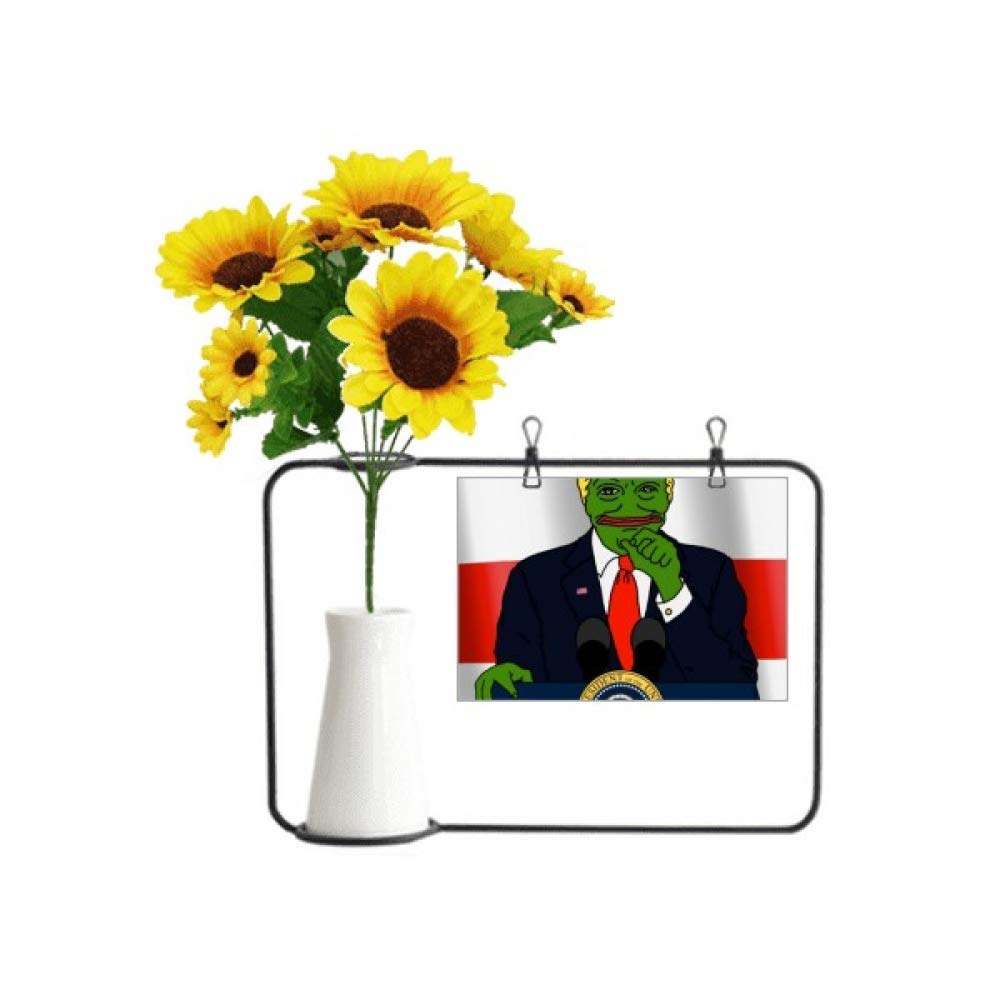 Carte de bénédiction Président Amérique avec Tournesol et Grenouille en Vase