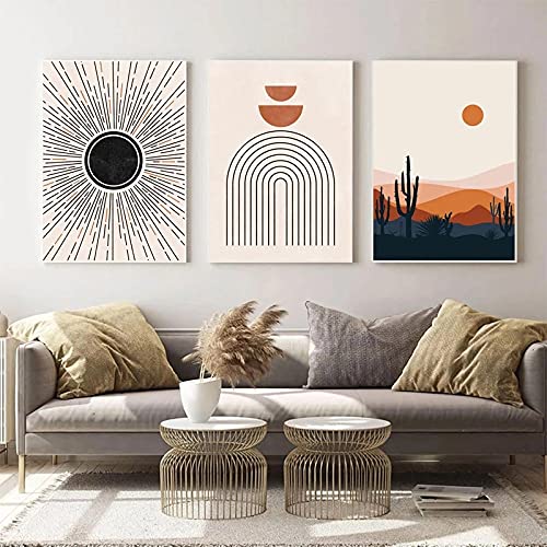Affiches d'Art Giclée Haut de Gamme Mid Century | Toile Abstraite Épaisse 3 Pièces