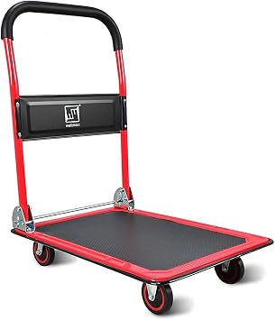 Wellmax Grocery Shopping Cart Bundle w/ 330lbs Foldable Platform Cart