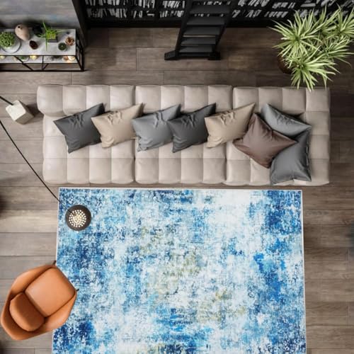 Garvee 5 ft x7 ft Rug, Anti-Slip Backing Abstract Area Rug, Washable Modern Abstract Carpet for Living Room, Foldable Low Pile Accent Rug with Non Sli