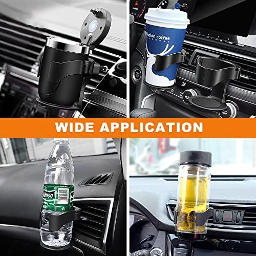 2 Piezas Portavasos para Coche, Posavasos Coche Ajustable Universal con 3 Pares Clips, Multifuncional Portavasos para Automóvil para Botella Termo Taza Bebida Cenicero