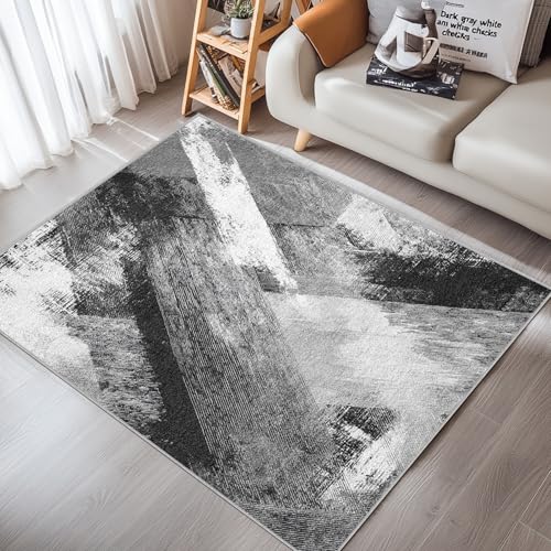 Abstract Modern Brushstroke Area Rugs 5x8 for Living Room, Distressed Design Washable Rug Soft Non-Slip Low-Pile Indoor Large Minimalist Carpet for Bedroom Dining Room Home Office Decor ASx22