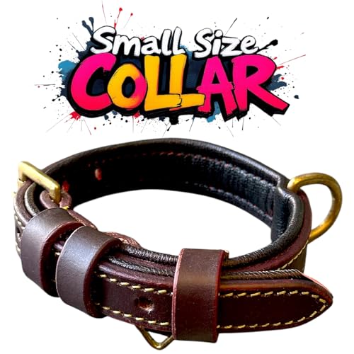 Image of 100% Highgrade Leather Colored Dog Collar for Neck with Brass Accesories in Extra for Dogs.Neck Collar for Dogs (Chocolate Brown, Size Neck - Small (11.5-14.5 Inch))
