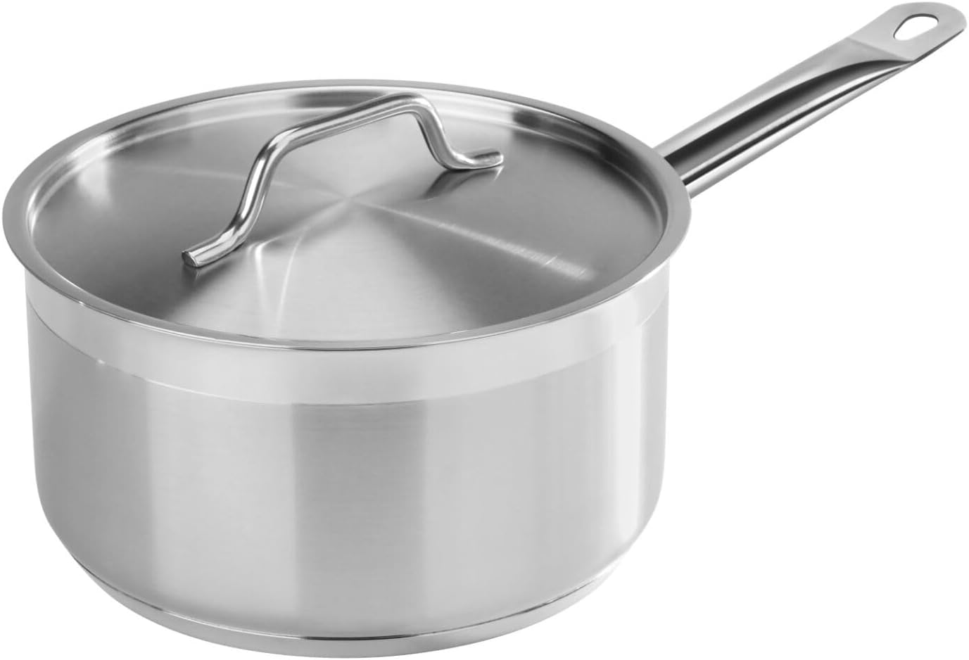 New Star Foodservice 3.5 Qt Stainless Steel Sauce Pan with Cover, 18/8 Stainless Steel, 4.3-Inch Depth