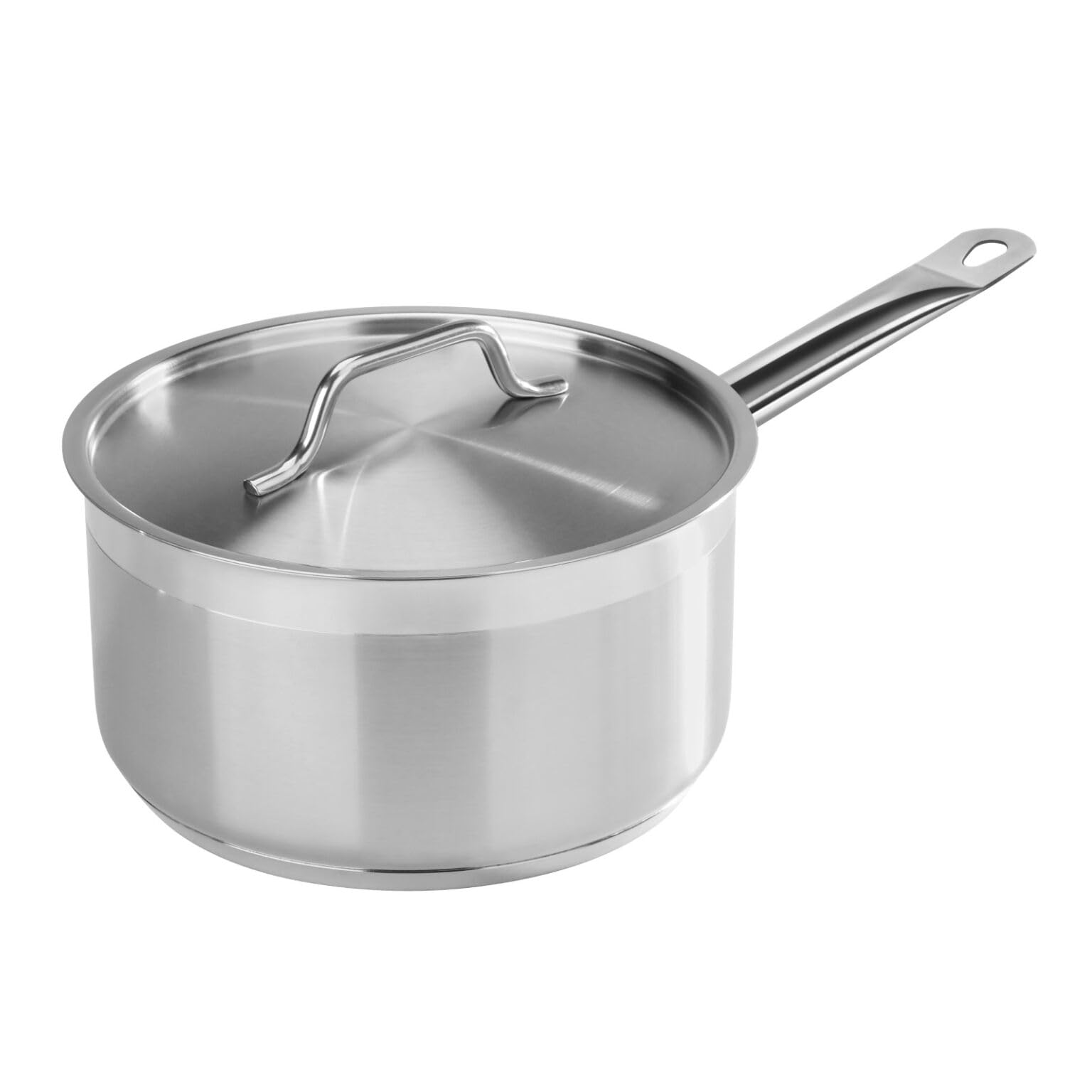 New Star Foodservice 3.5 Qt Stainless Steel Sauce Pan with Cover, 18/8 Stainless Steel, 4.3-Inch Depth