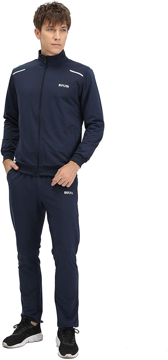 BUYJYA Men's Tracksuit Sweatsuits Athletic Set Sports Full Zip Casual Jackets Pants Jogging Gym Clothing at  Men’s Clothing store
