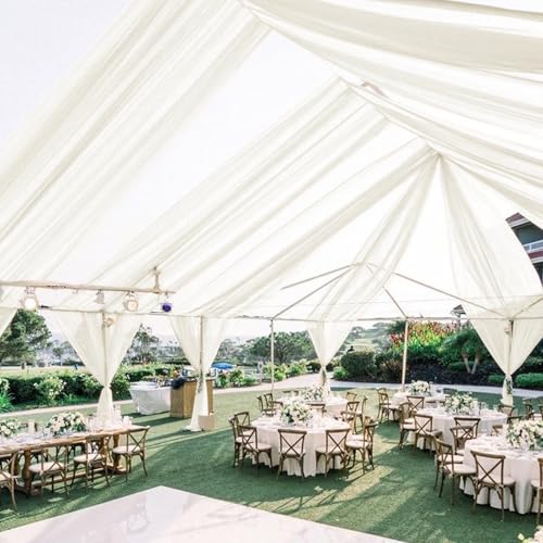 Drapé de plafond de mariage ivoire en mousseline pour décoration festive et grand événement