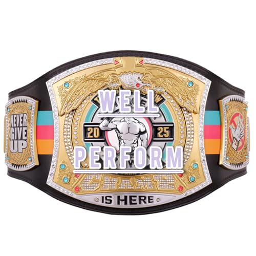 Championship Belt Replica Adult The Champ Is Here Wrestling Belts Heavyweight Champion Wrestling Belt Gift for Fans (Blue Spinner)