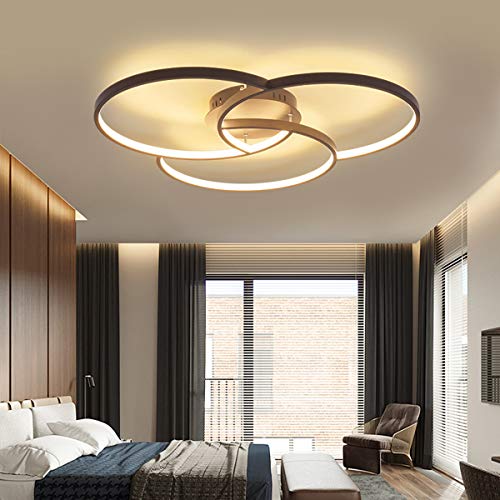 LightInTheBox LED 3 Ring Ceiling Light Round Flush Mount Lights Painted Finishes Metal Silica Gel Lighting Fixture for Dining Room, Bedroom, Living Room (Black, Warm White)