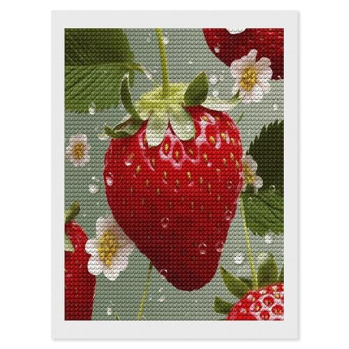 Pintura de diamante de fresa VstaDank, kit completo con cuentas redondas para adultos, 30x40 cm