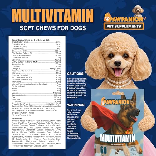Image of Dog Multivitamin Soft Chews with Probiotics, 60 Count | Vitamins, minerals and omega fatty acids support daily nutrition, immunity, joints, digestion, skin and coat.