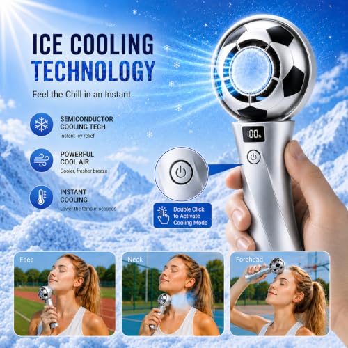 2026 World Football Match Soccer Trophy Fan, Portable Mini Fan with Ice Cooling, 6 Speed Wind 3000mAh USB Rechargeable Handheld Fan for Game Day, Stadium, Football Doll Included, Gift for friends — view 3