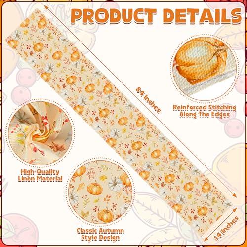 14 x 84 in Fall Table Runner Maple Leaf Pumpkin Autumn Decor for Table — view 2