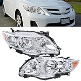 labwork Headlights Assembly Replacement for Toyota Corolla 2009 2010 Projector Headlamps with Amber Corner Pair Left + Right Side (Passenger & Driver Side)