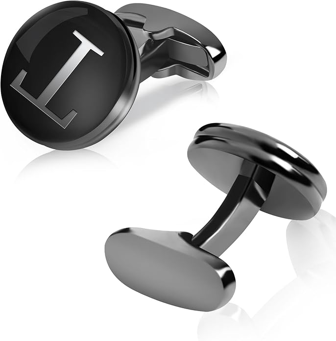 Mancornas Mr.Van Iniciales Personalizadas Negro A-Z Regalo miniatura 4