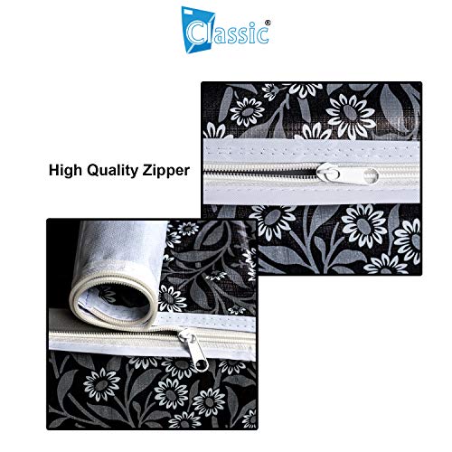 Image of Classic Top Load Washing Machine Cover Suitable For Bosch Back Panel 6.5 Kg, 7.0 Kg (57cmsX56cmsX95cms, Black Flower)