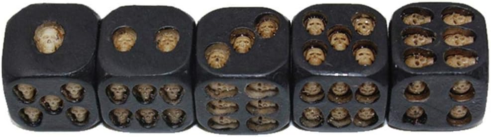 1 Set of 5 Pcs Black Skull Dice Grinning 3D Skeleton Dice Scary Novelty Board Game for Club Pub Party
