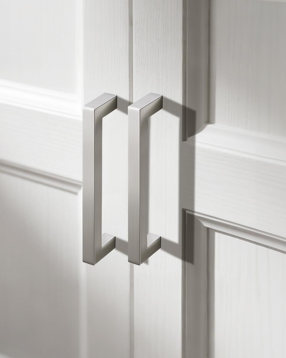 Probrico 5 Inch Stainless Steel Cabinet Handles 10 Pack, Modern Kitchen Cupboard Handles 5 Inch Holes Centers Cabinet Drawer Pulls Brushed Nickel 5.5 Inch Total Length