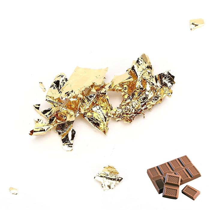 La Aromatic Edible Gold Leaf Cake Decoration Gold Flakes Food Gold Foil Decoration Chocolates Decor Gold Leaf flakes for Cooking Dessert Decoration Crafts Makeup 2Pcs-(2.5 Grams Each) - Image 5 thumbnail