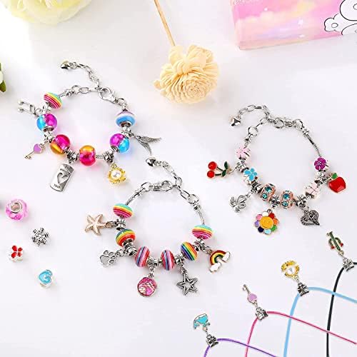 Qupzze Charms Bracelet Making Kit for Girls, 131 pcs Jewelry Making kit, DIY Supplies Beads for Jewelry Making with Necklaces and Bracelets, Arts and Crafts Sets Gifts for Teens Kids