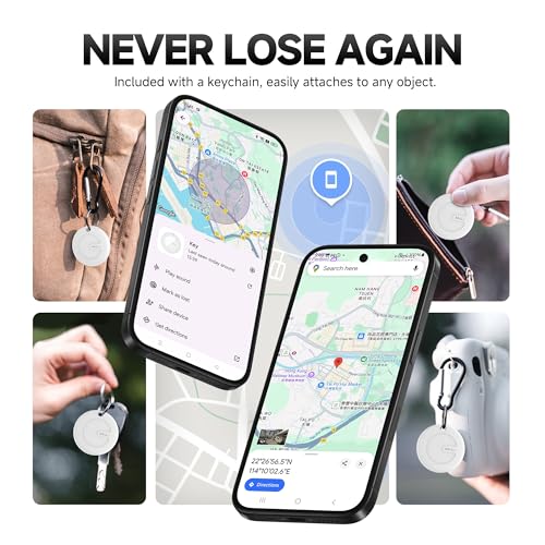 Image of MiTag Bluetooth Tracker for Android, Google Certified Key Finder /Luggage Tracker /Item Locator, Smart Tracking Tag Compatible with Google Find My Device App, White