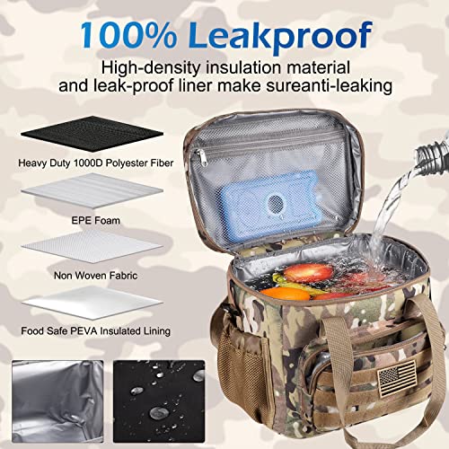 Large Cooler Bag Insulated With Two Reusable Ice Pack, Big Lunch Box For Men Women Adult, Tactical Lunch Cooler Tote Bag For Work Travel, Camo 28-Can (18L) #TOP5