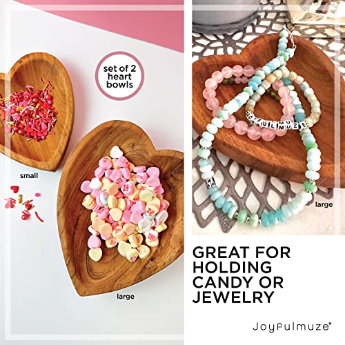 Joyfulmuze – Handcrafted Acacia Wood Serving Plates, Heart Shape Wooden Bowls, Decoration For Kitchen Or Coffee Table, Dinner Plates & Appetizer Kitchen Dessert, Heart Prop (Set Of 2) #TOP4