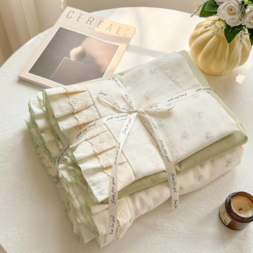 Image of VM VOUGEMARKET Flower Ruffled Duvet Cover Set Twin 68 inchx86 inch