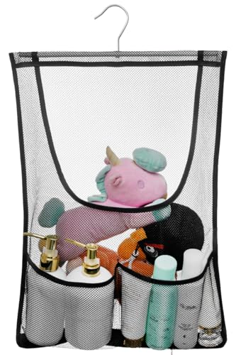 Image of Jelier Hanging Bath Toy Storage Organizer,Mesh Shower Caddy with Hanger,Toy Storage Net Bag for Kids Bathroom Decor Bedroom (black)