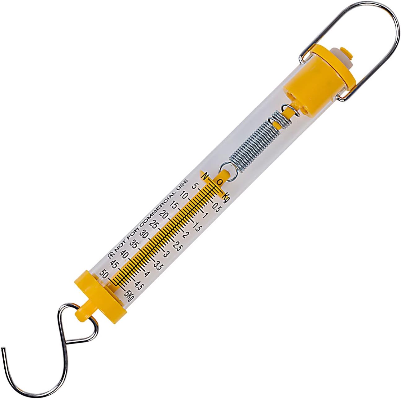 Newton Force Meter Spring Scale - Max Capacity 5000g/50N, Dual Scale Labeled Yellow Scale (1)
